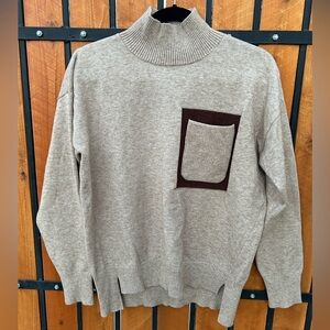 Contrast Patch Pocket Turtleneck Sweater and pants set